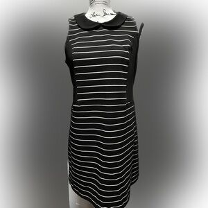 Elle Womens Black Striped Dress Sleeveless Size M Collar (D2)